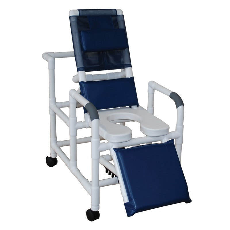 MJM International 193-SSDE Reclining Shower Chair, Open Front Soft Seat And Elevated Leg Extension, 325 Lbs Weight Capacity