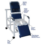 MJM International 193-SSDE Reclining Shower Chair, Open Front Soft Seat And Elevated Leg Extension, 325 Lbs Weight Capacity