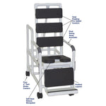 MJM International 193-TIS-TP Tilt "N" Space Shower Chair Open Front Soft Seat, Total Padding, Buckle Safety Belt, 250 Lbs Weight Capacity