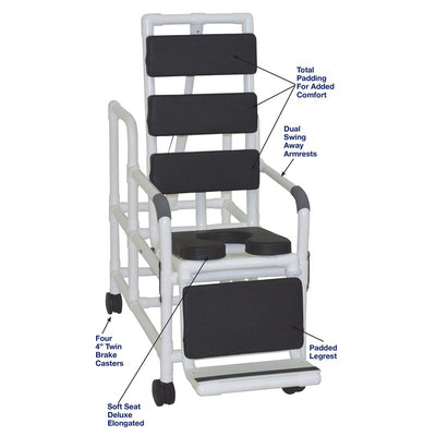 MJM International 193-TIS-TP Tilt "N" Space Shower Chair Open Front Soft Seat, Total Padding, Buckle Safety Belt, 250 Lbs Weight Capacity