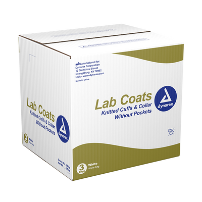 Dynarex Lab Coat w/out Pockets - 10ea/bx, 3bxs/cs (30 Count)