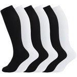 6 PAIR PACK: 8-15mmHg Cotton Compression Socks 6 Pairs Knee High for Sports Travel Nurse