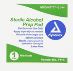 Dynarex Alcohol Prep Pad - Sterile, Medium, 100/bx, 20bxs/case (2000 Count)