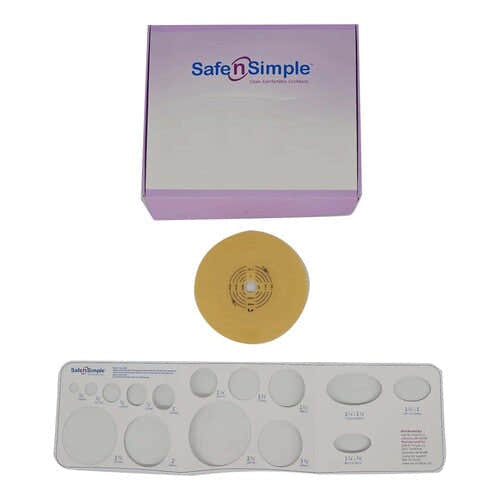 Safe N Simple 2-Piece Round Wafer Extended Wear with Solid Hydrocolloid, Flange Cut to Fit (40 Count)
