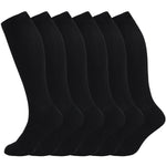 6 PAIR PACK: 8-15mmHg Cotton Compression Socks 6 Pairs Knee High for Sports Travel Nurse