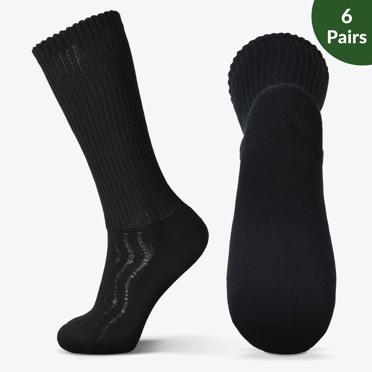 4 Pair Pack Wide non-binding Crew seamless toe Bamboo socks, air vent with cushion sole