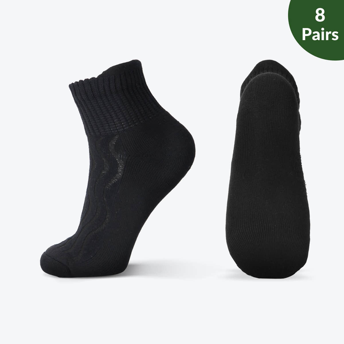 Bamboo Crew Socks For Wide & Sensitive Feet and Large Feet — Non-Binding, Cushion Sole (Black), Multi-Pack