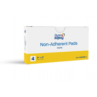Dynarex Non-Adherent Pads - Sterile 4/Unit, 2" x 3" - 4ea/bx, 100bxs/cs (400 Count)