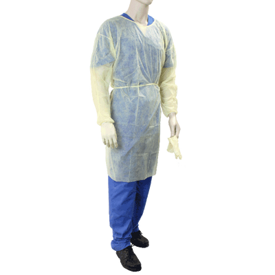 Dynarex Isolation Gown Fluid Resistant, Universal, Yellow - 5ea/bx, 10bxs/case (50 Count)