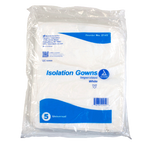 Dynarex Isolation Gown Poly - Coated Barrier, Universal, White - 5ea/bx, 10bxs/case (50 Count)