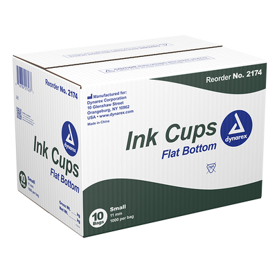 Dynarex Ink Cups - Flat bottom, 11 mm, Small 1000ea/bag, 10bags/case (10000 Count)