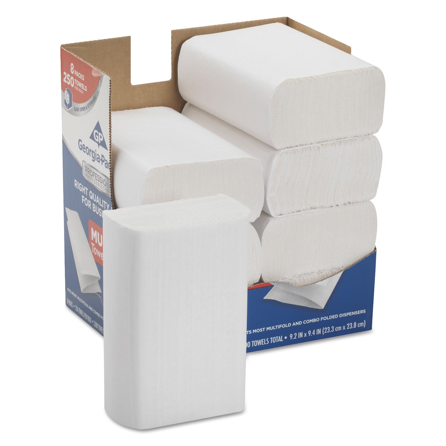 Georgia Pacific Professional Series Premium Folded Paper Towels, M-Fold, 9.4 x 9.2, White, 250/Box, 8 Boxes/Carton