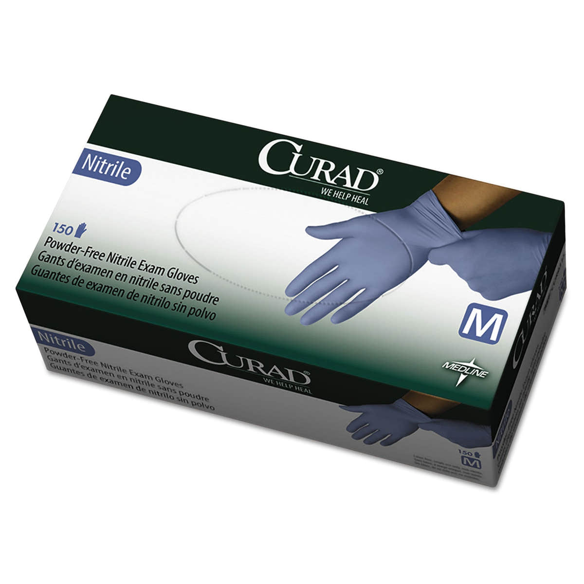 Curad Nitrile Exam Glove, Powder-Free, Medium, 150/Box