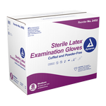 Dynarex Sterile Latex Exam Gloves, 3 Mil Thick, Powder-Free, 50prs/bx, 8bxs/cs (400 Count)