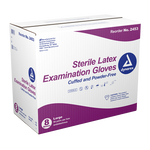 Dynarex Sterile Latex Exam Gloves, 3 Mil Thick, Powder-Free, 50prs/bx, 8bxs/cs (400 Count)