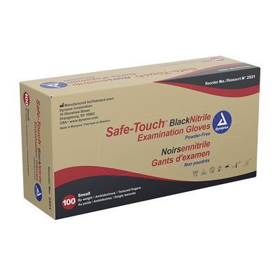 Dynarex Safe-Touch Black Nitrile Exam Gloves 4 Mil Thick, Powder-Free, 100/bx, 10bxs/cs (1000 Count)