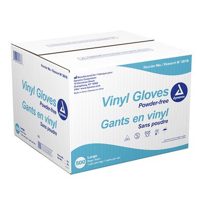 Dynarex Vinyl Exam Gloves In A Bag, 3 Mil Thick, Large, Powder-Free, Clear