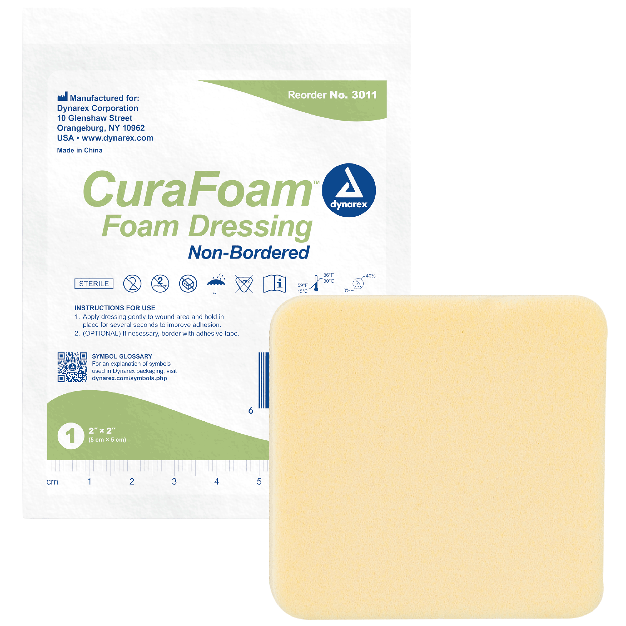 Dynarex CuraFoam - Foam Dressing, 10ea/bx, 12bxs/cs (120 Count)