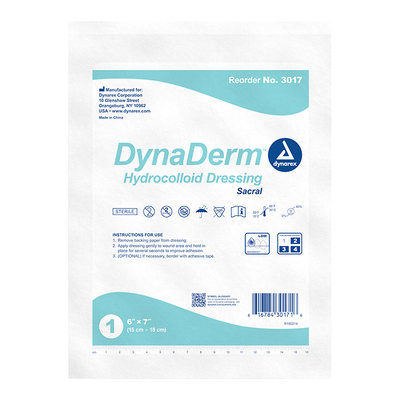 Dynarex DynaDerm - Hydrocolloid Dressing - Sacral, 6" x 7", 5ea/bx, 12bxs/cs (60 Count)