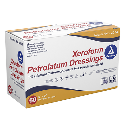 Dynarex Xeroform Gauze Dressing, 5" x 9", 50ea/bx 4bxs/cs (200 Count)