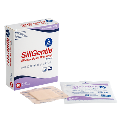 Dynarex SiliGentle - Silicone Bordered Foam Dressing, 10ea/bx, 12bxs/cs (120 Count)