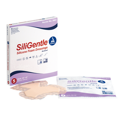 Dynarex SiliGentle - Silicone Bordered Foam Dressing, Heel - 5ea/bx, 12bxs/cs (60 Count)