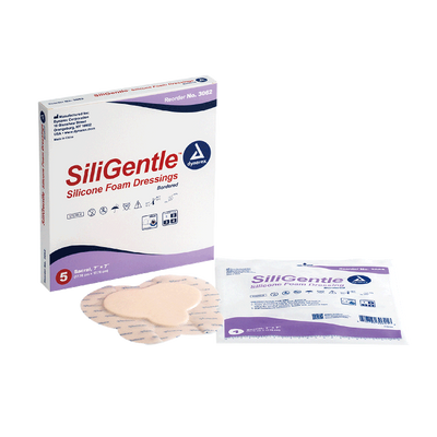 Dynarex SiliGentle - Silicone Bordered Foam Dressing, Heel - 5ea/bx, 12bxs/cs (60 Count)