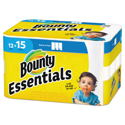 Bounty Essentials Select-A-Size Kitchen Roll Paper Towels, 2-Ply, 78 Sheets/Roll, 12 Rolls/Carton