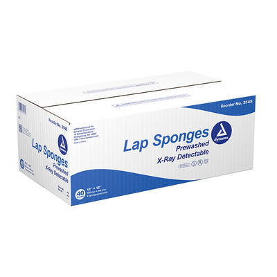 Dynarex Lap Sponge - Pre-washed - Sterile, 5ea/bx, 40bxs/cs (200 Count)