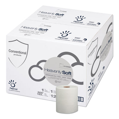 Papernet Heavenly Soft Hardwound Paper Towel, Standard, 7.8" x 600 ft, White, 12 Rolls/Carton