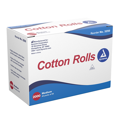 Dynarex Cotton Rolls, #2 - Medium, 2000ea/bx 10bxs/cs (20000 Count)