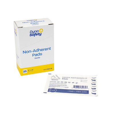 Dynarex Non-Adherent Pads - Sterile, 2" x 3" - 25ea/bx, 100bxs/cs (2500 Count)