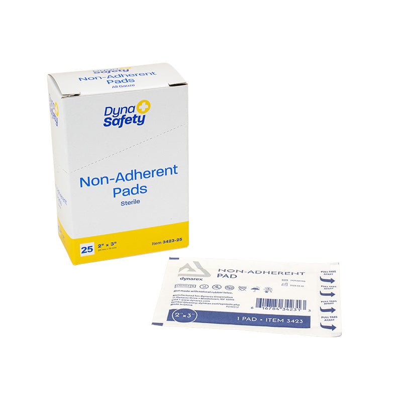 Dynarex Non-Adherent Pads - Sterile, 2" x 3" - 25ea/bx, 100bxs/cs (2500 Count)