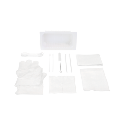 Dynarex Tracheostomy Care Kit - One Compartment Tray with Vinyl Gloves (20 Count)