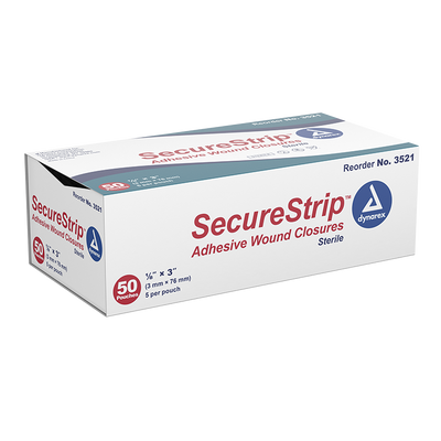 Dynarex SecureStrip Adhesive Wound Closures - Sterile, 50ea/bx, 4bxs/cs (200 Count)