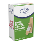 Dynarex Sheer Plastic Adhesive Bandages - Sterile, 3/8" x 1.5" - 100ea/bx, 36bxs/cs (3600)