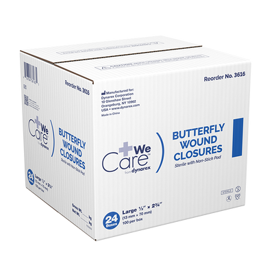 Dynarex Butterfly Wound Closure, Sterile - 100ea/bx, 24bxs/cs (2400 Count)
