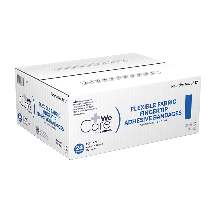 Dynarex Adhesive Fabric Bandages Fingertip, Sterile - 100ea/bx, 24bxs/cs (2400 Count)