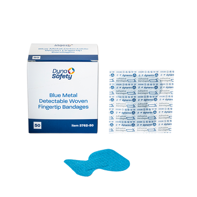 Dynarex Blue Metal Detectable Woven Bandage Fingertip - 50ea/bx, 50bxs/cs (2500 Count)