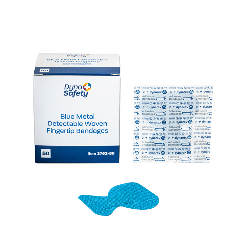 Dynarex Blue Metal Detectable Woven Bandage Fingertip - 50ea/bx, 50bxs/cs (2500 Count)