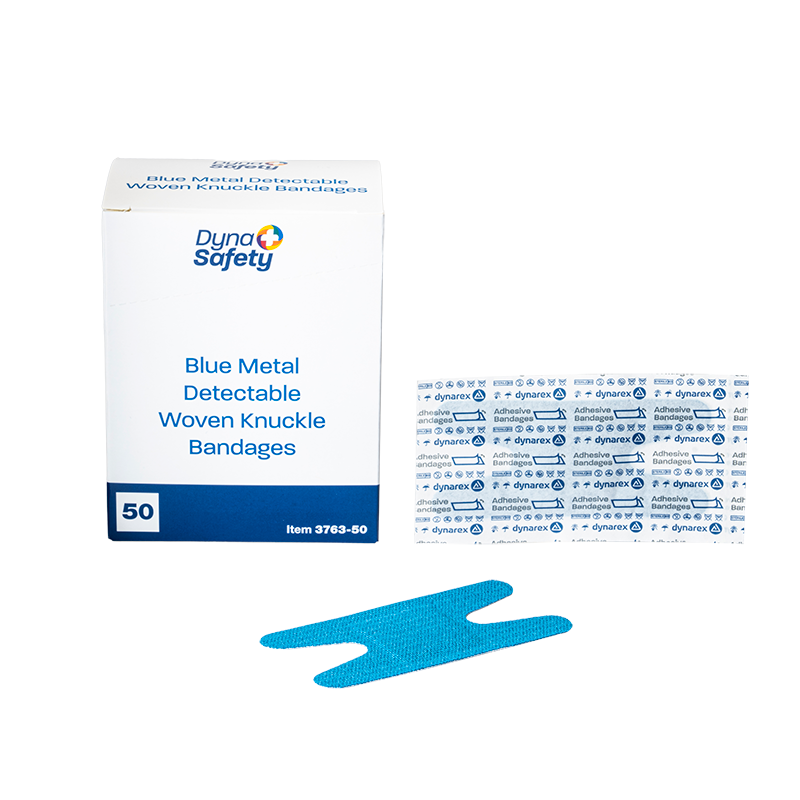Dynarex Blue Metal Detectable Woven Bandage - Knuckle - 50ea/bx, 50bxs/cs (2500 Count)