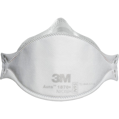 3M 440pcs Aura 1870+ Particulate Respirator N95 Face Mask, Regular Size, Individually wrapped & Flat Fold