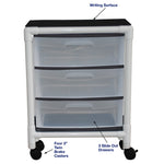 MJM International 3U3D-S Universal isolation cart with 3 slide out drawers, no bottom shelf space, internal drawer size: 19.125" W x 14" D x 6.5" H