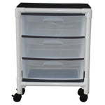 MJM International 3U3D-S Universal isolation cart with 3 slide out drawers, no bottom shelf space, internal drawer size: 19.125" W x 14" D x 6.5" H