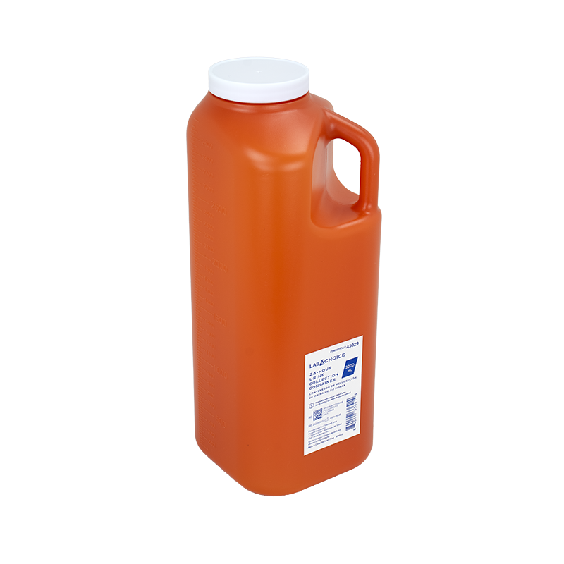 Dynarex 24-hour Urine Collection Container, 3000 mL - Orange, White (40 Count)