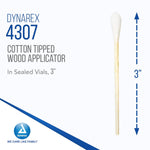 Dynarex Cotton Tip Applicators in Sealed Vial - 3" Length, 100ea/vial, 50vials/cs (5000 Count)