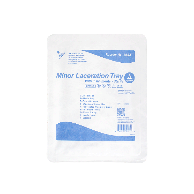 Dynarex Minor Laceration Tray w/ Instruments (20 Count)