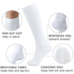 6 PAIR PACK: 8-15mmHg Cotton Compression Socks 6 Pairs Knee High for Sports Travel Nurse