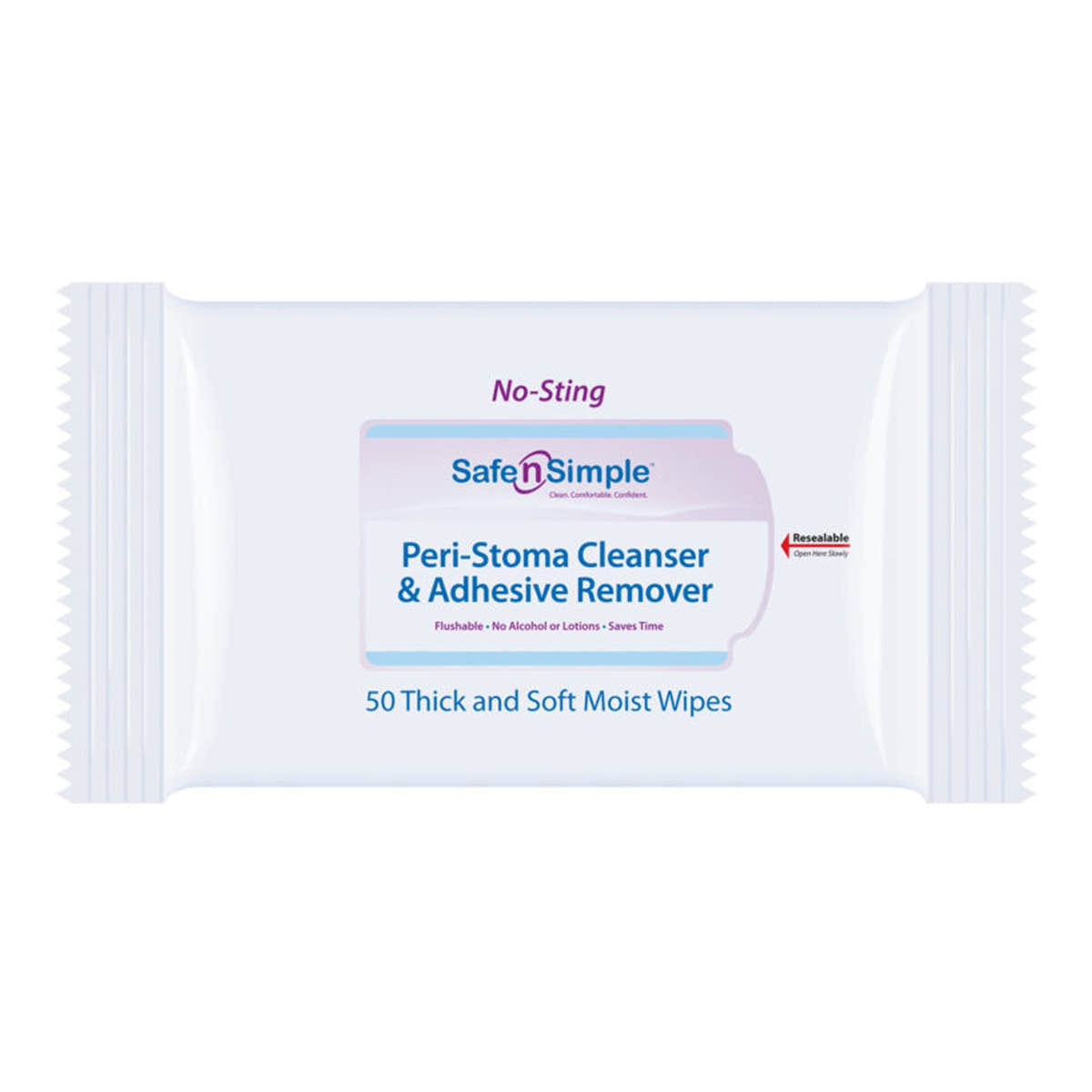 Safe N Simple Peri-Stoma Cleanser and Adhesive Remover Wipes (12 Count)