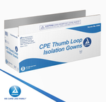Dynarex CPE Thumb Loop Isolation Gown, Blue - 15ea/bx, 5bxs/case (75 Count)